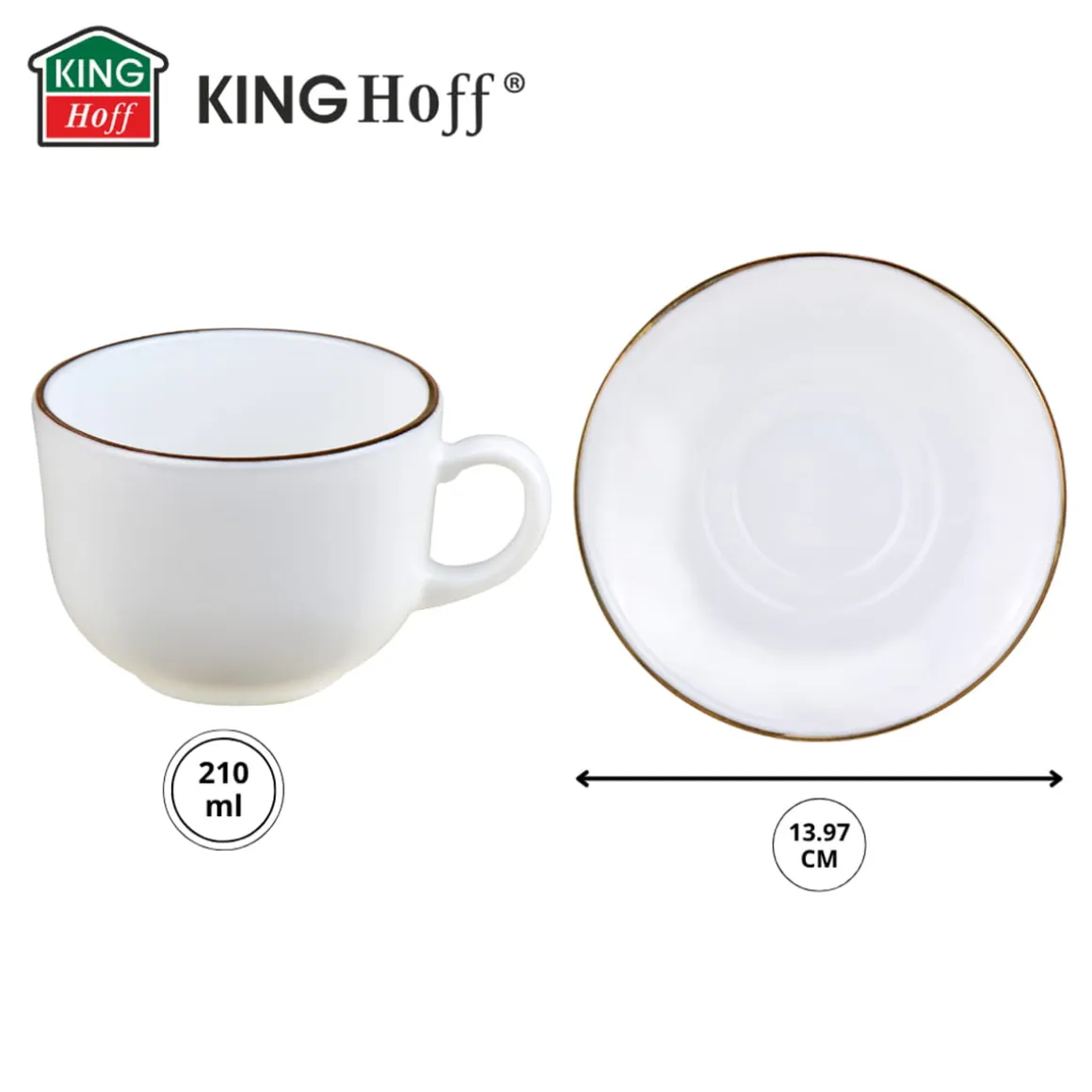 ZESTAW KAWOWY 6 FILIŻANEK ZE SPODECZKAMI KINGHOFF OPAL KH-1929