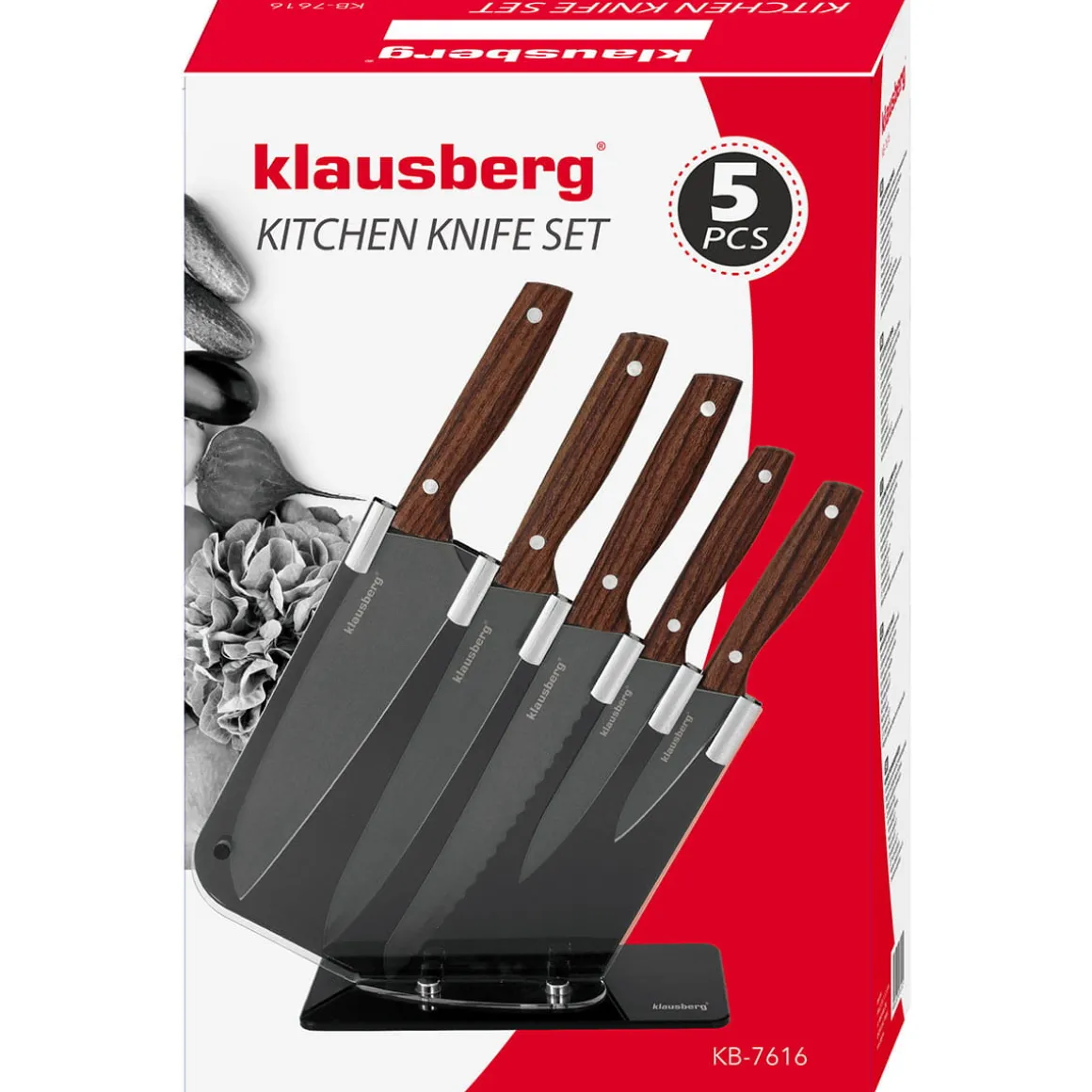 ZESTAW 5 KUCHENNYCH NOŻY W STOJAKU KLAUSBERG KB-7616