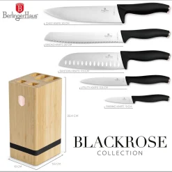 ZESTAW NOŻY BERLINGER HAUS BH-2970 BLACK ROSE W BLOKU BAMBUSOWYM