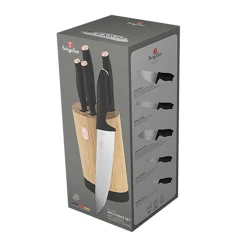 ZESTAW NOŻY BERLINGER HAUS BH-2752 BLACK ROSE W BLOKU BAMBUSOWYM