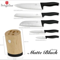 ZESTAW NOŻY BERLINGER HAUS BH-2753 MATTE BLACK W BLOKU BAMBUSOWYM
