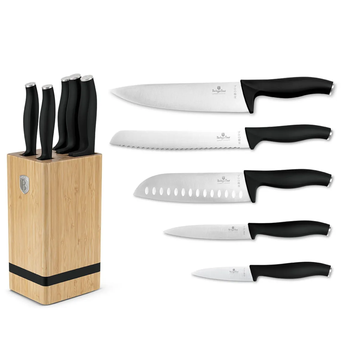 ZESTAW NOŻY BERLINGER HAUS BH-2971 MATTE BLACK W BLOKU BAMBUSOWYM