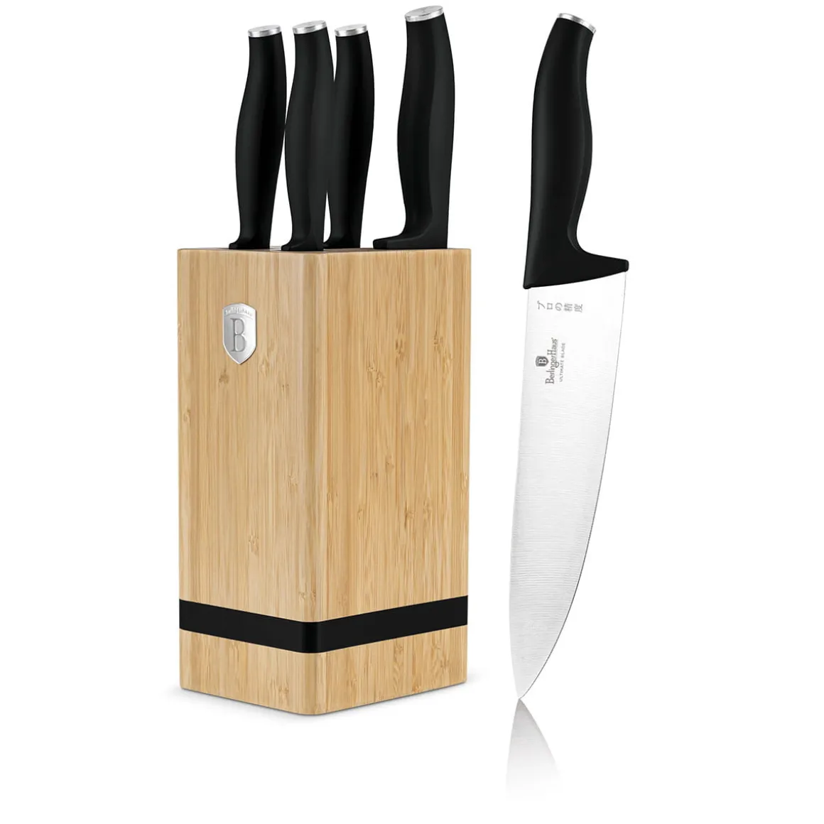 ZESTAW NOŻY BERLINGER HAUS BH-2971 MATTE BLACK W BLOKU BAMBUSOWYM