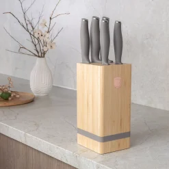 ZESTAW NOŻY BERLINGER HAUS BH-2974 TAUPE W BLOKU BAMBUSOWYM