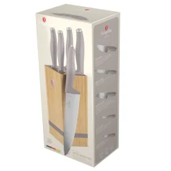 ZESTAW NOŻY BERLINGER HAUS BH-2974 TAUPE W BLOKU BAMBUSOWYM