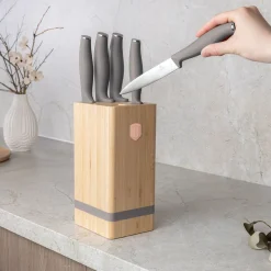 ZESTAW NOŻY BERLINGER HAUS BH-2974 TAUPE W BLOKU BAMBUSOWYM