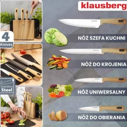 ZESTAW NOŻY I DESEK KUCHENNYCH W STOJAKU KLAUSBERG KB-9037