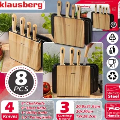 ZESTAW NOŻY I DESEK KUCHENNYCH W STOJAKU KLAUSBERG KB-9037