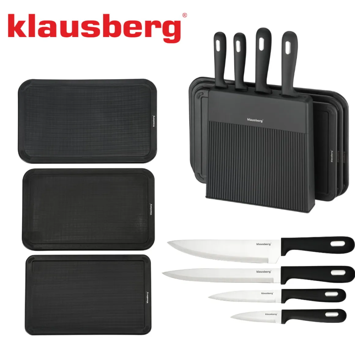 ZESTAW NOŻY I DESEK KUCHENNYCH W STOJAKU KLAUSBERG KB-7980