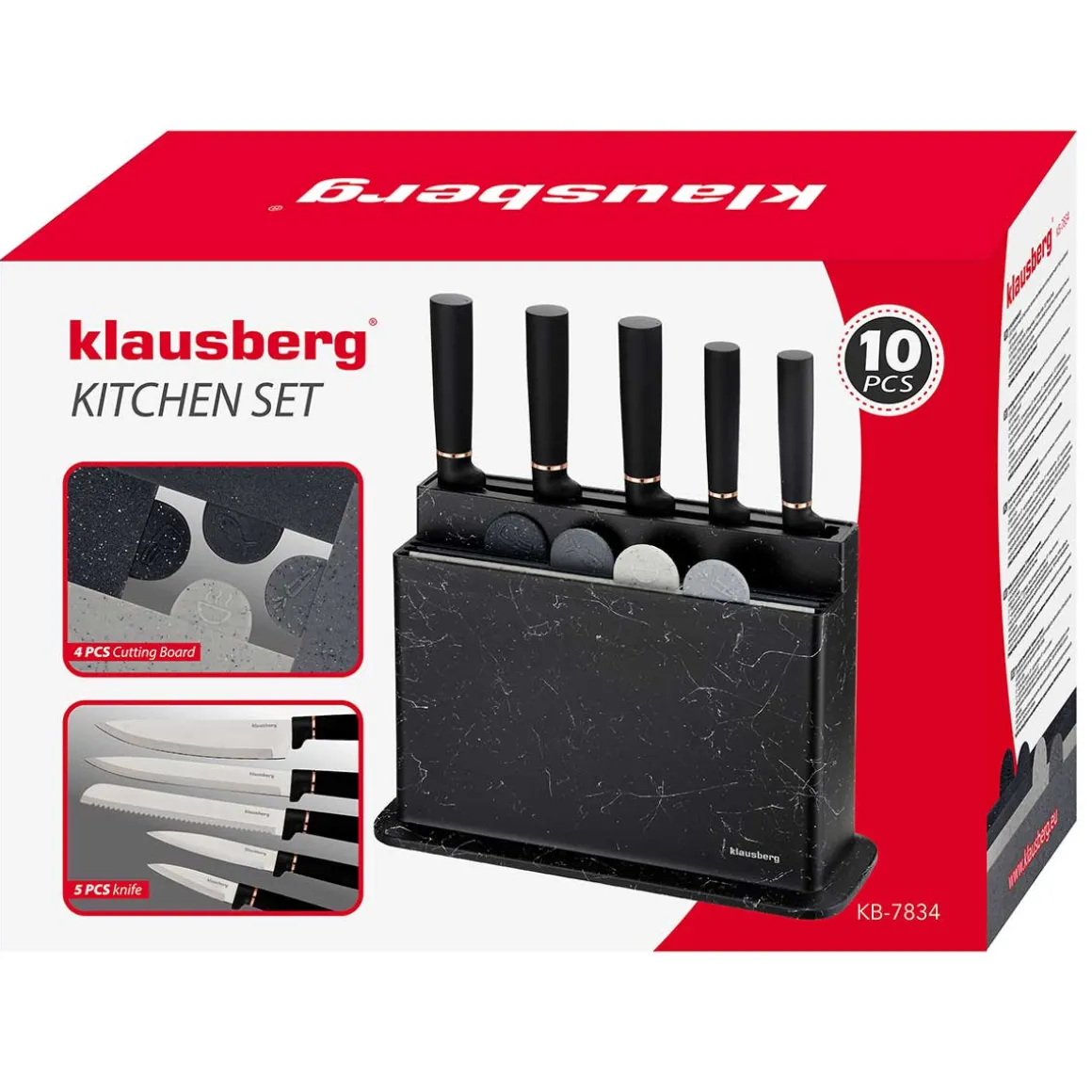 ZESTAW NOŻY I DESEK KUCHENNYCH W STOJAKU KLAUSBERG KB-7834