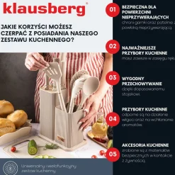 ZESTAW NOŻY I PRZYBORÓW KUCHENNYCH Z DESKĄ W STOJAKU KLAUSBERG KB-7935