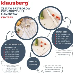 ZESTAW NOŻY I PRZYBORÓW KUCHENNYCH Z DESKĄ W STOJAKU KLAUSBERG KB-7935