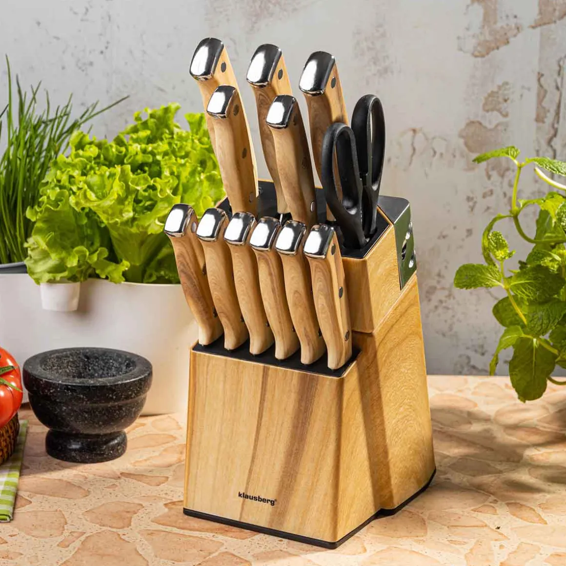 ZESTAW NOŻY KUCHENNYCH I DO STEKÓW W BLOKU KLAUSBERG KB-9038