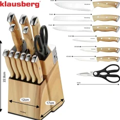 ZESTAW NOŻY KUCHENNYCH I DO STEKÓW W BLOKU KLAUSBERG KB-9038