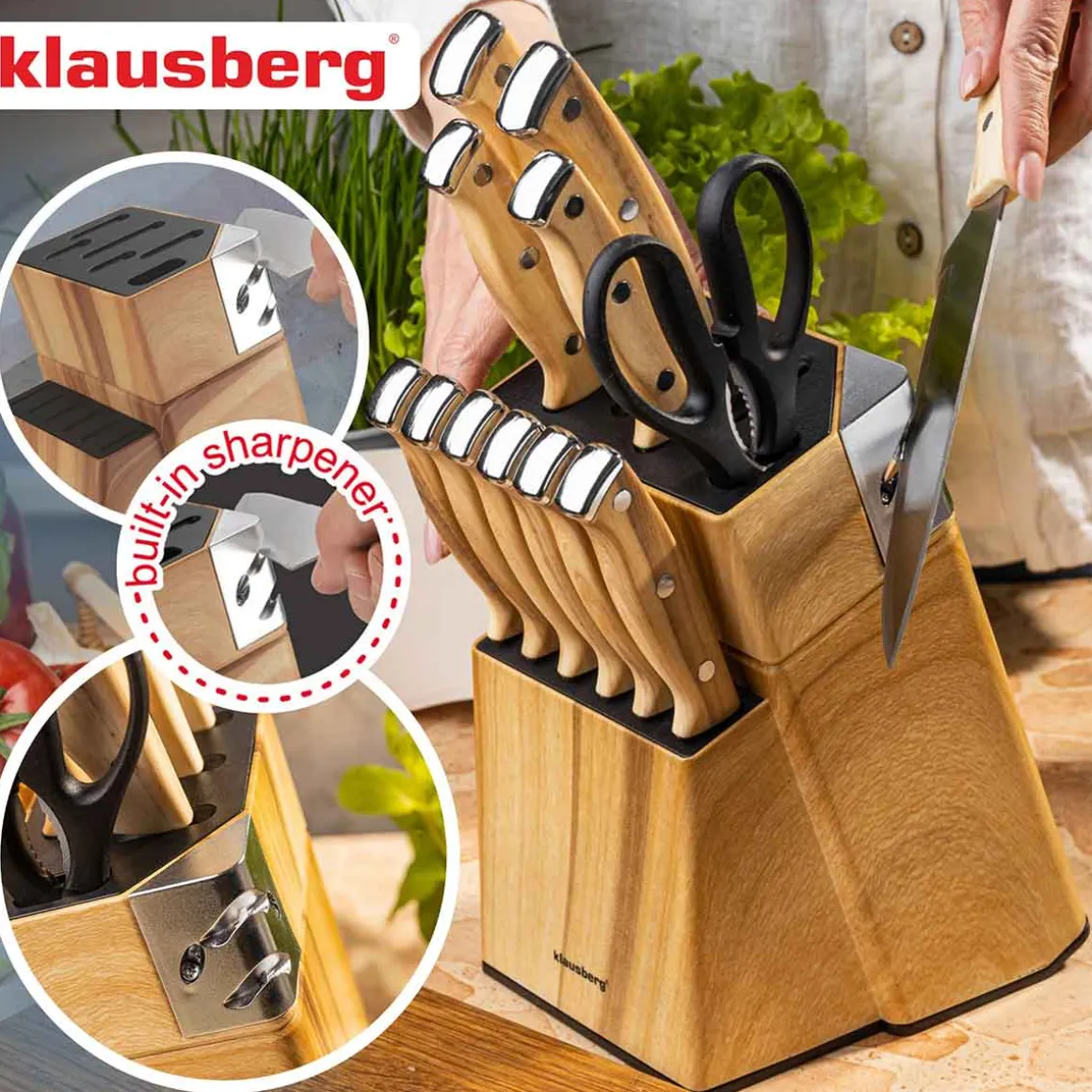 ZESTAW NOŻY KUCHENNYCH I DO STEKÓW W BLOKU KLAUSBERG KB-9038