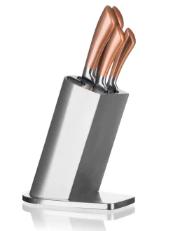 ZESTAW 5 NOŻY KUCHENNYCH W STOJAKU BANQUET COPPER