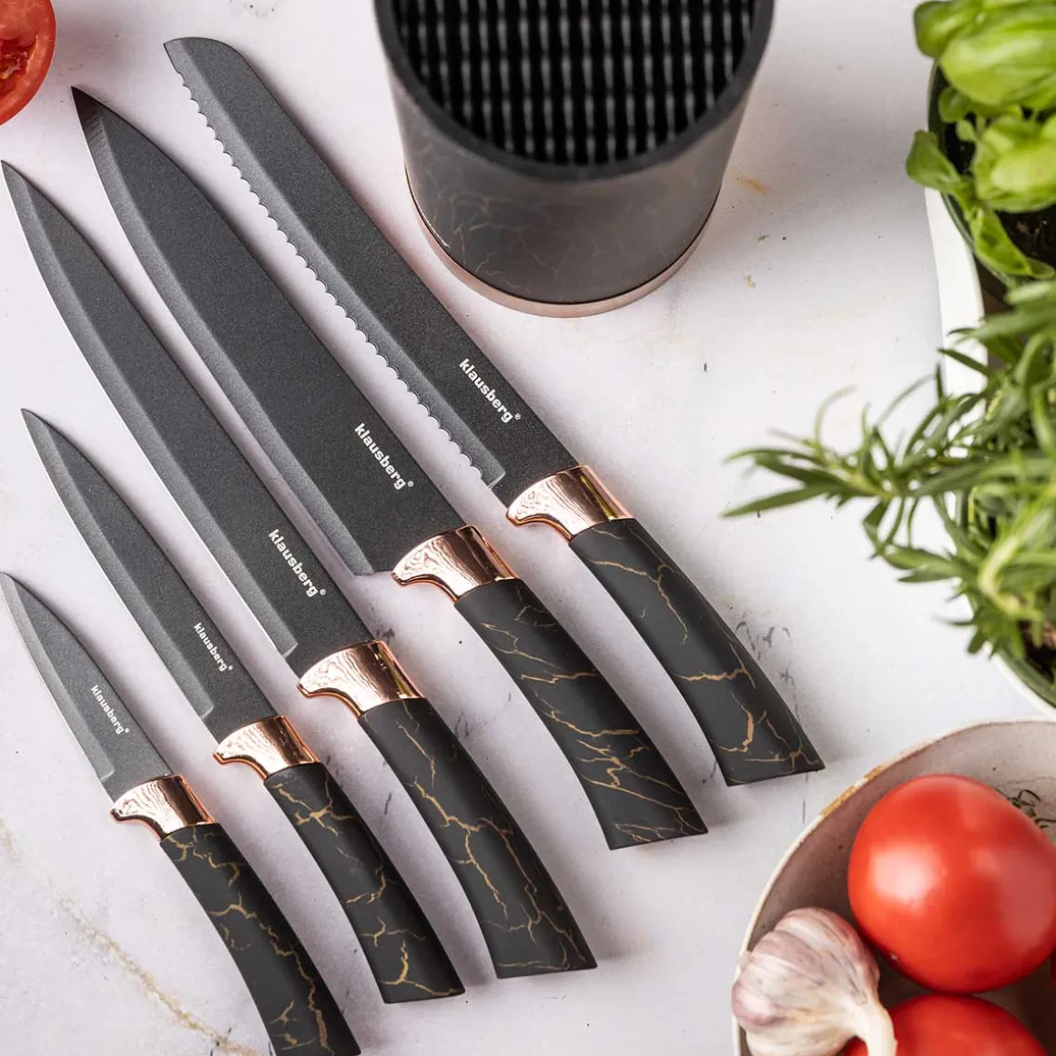 ZESTAW 5 NOŻY KUCHENNYCH W STOJAKU KLAUSBERG KB-7799