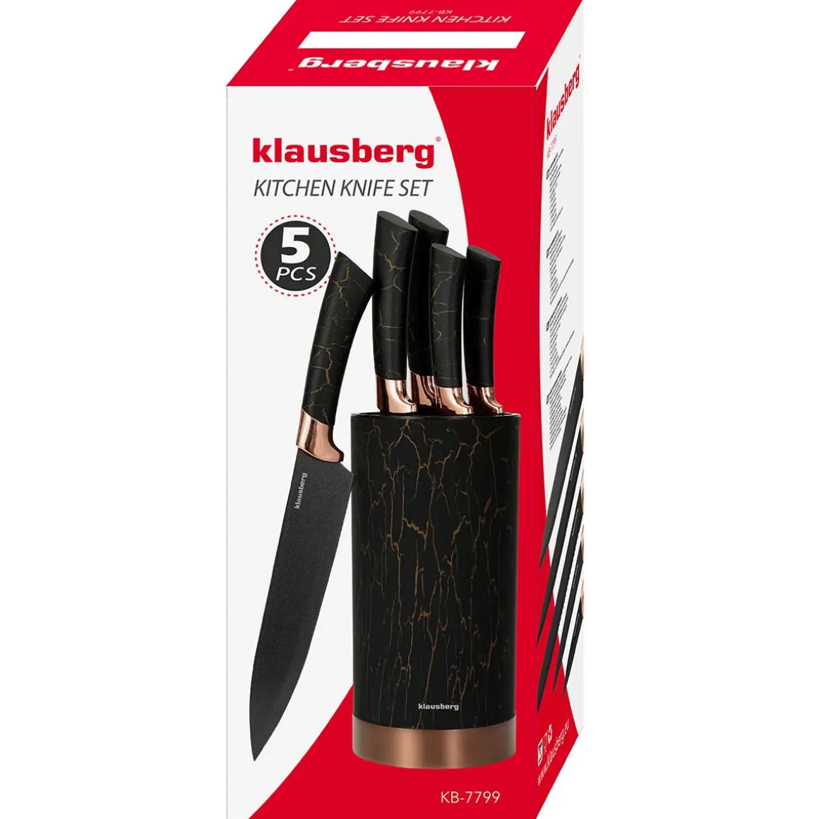 ZESTAW 5 NOŻY KUCHENNYCH W STOJAKU KLAUSBERG KB-7799