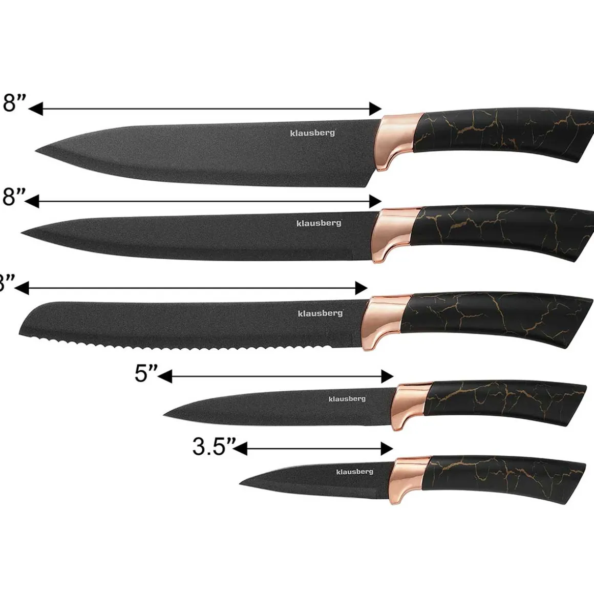 ZESTAW 5 NOŻY KUCHENNYCH W STOJAKU KLAUSBERG KB-7799