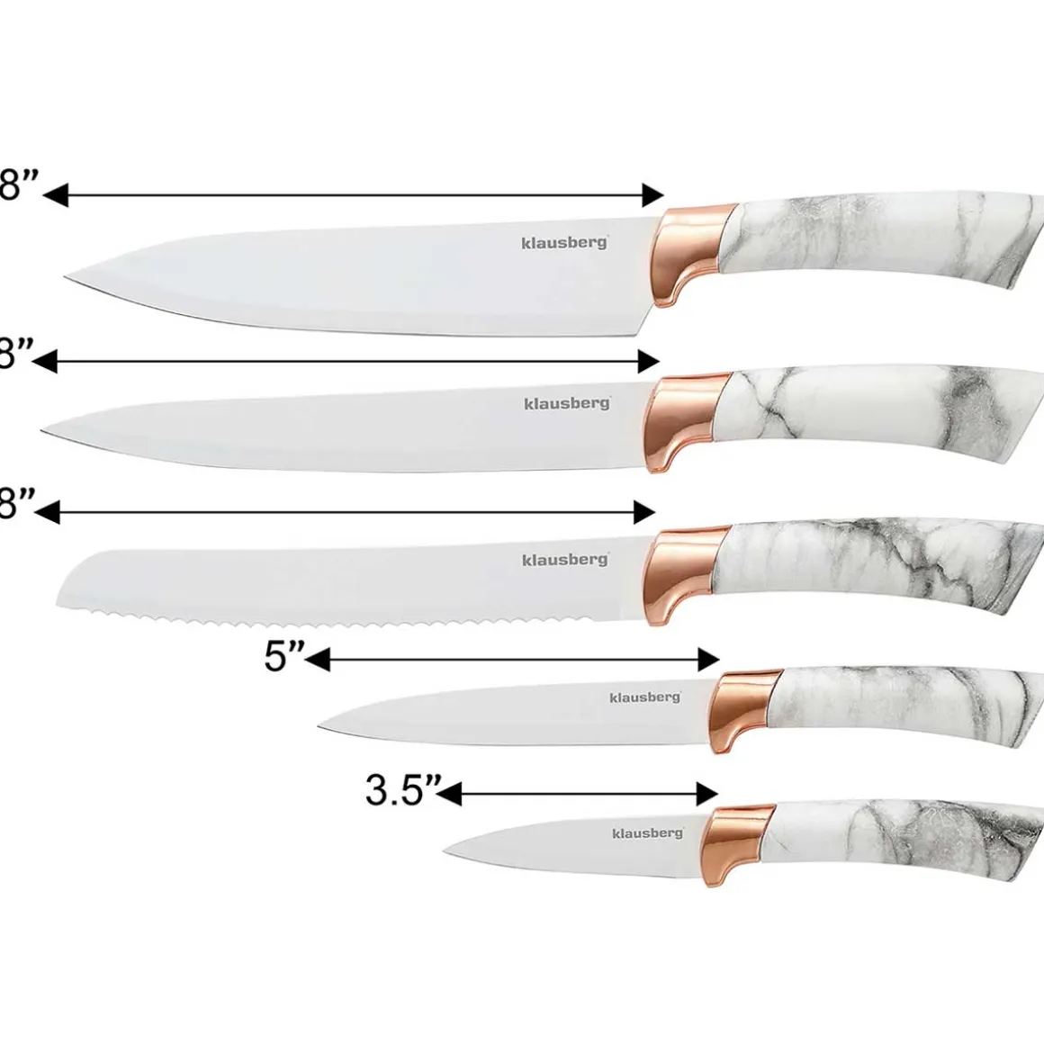 ZESTAW 5 NOŻY KUCHENNYCH W STOJAKU KLAUSBERG KB-7800