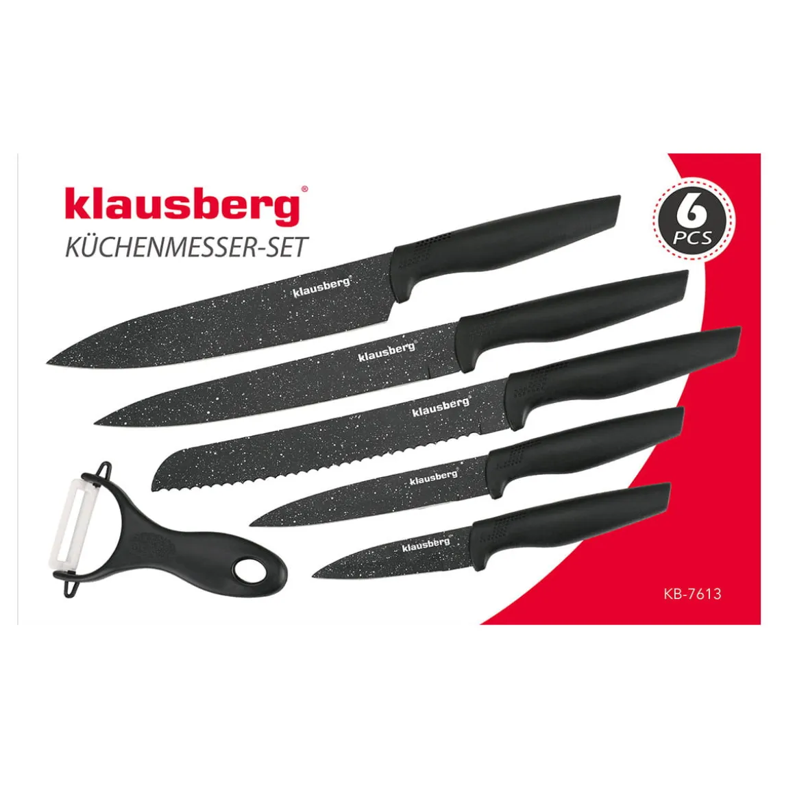 ZESTAW 5 NOŻY MARMURKOWYCH Z OBIERACZKĄ KLAUSBERG KB-7613