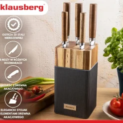ZESTAW NOŻY W BLOKU AKACJOWYM KLAUSBERG KB-7983