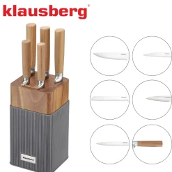 ZESTAW NOŻY W BLOKU AKACJOWYM KLAUSBERG KB-7983