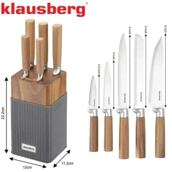 ZESTAW NOŻY W BLOKU AKACJOWYM KLAUSBERG KB-7983
