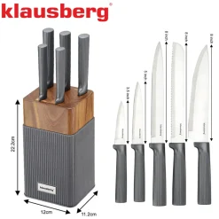 ZESTAW NOŻY W BLOKU AKACJOWYM KLAUSBERG KB-7982