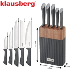 ZESTAW NOŻY W BLOKU AKACJOWYM KLAUSBERG KB-7979