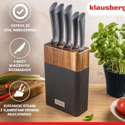 ZESTAW NOŻY W BLOKU AKACJOWYM KLAUSBERG KB-7979