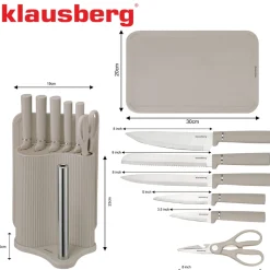 ZESTAW NOŻY W STOJAKU Z DESKĄ I CHWYTEM NA RĘCZNIK KLAUSBERG KB-7978