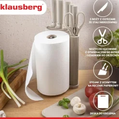 ZESTAW NOŻY W STOJAKU Z DESKĄ I CHWYTEM NA RĘCZNIK KLAUSBERG KB-7978