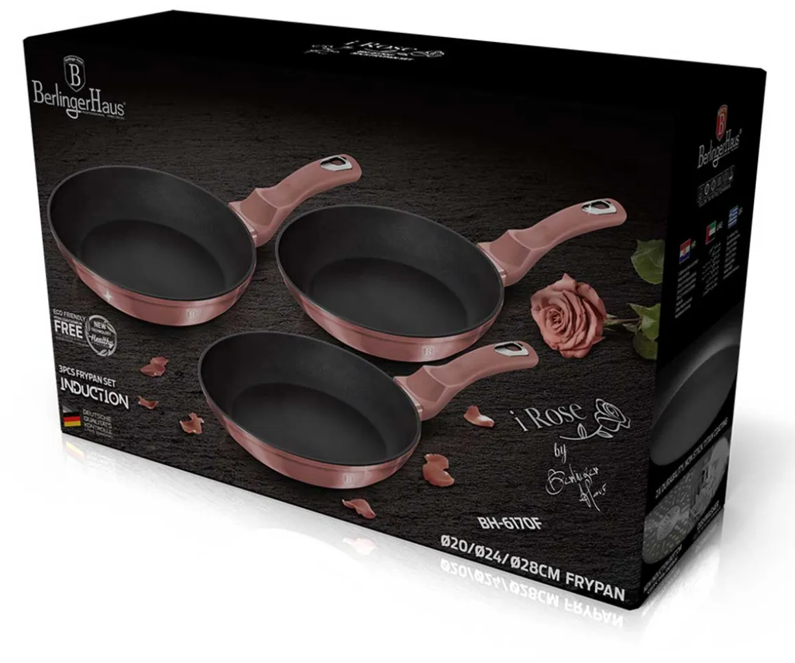 ZESTAW 3 PATELNI BERLINGER HAUS BH-6170 I-ROSE