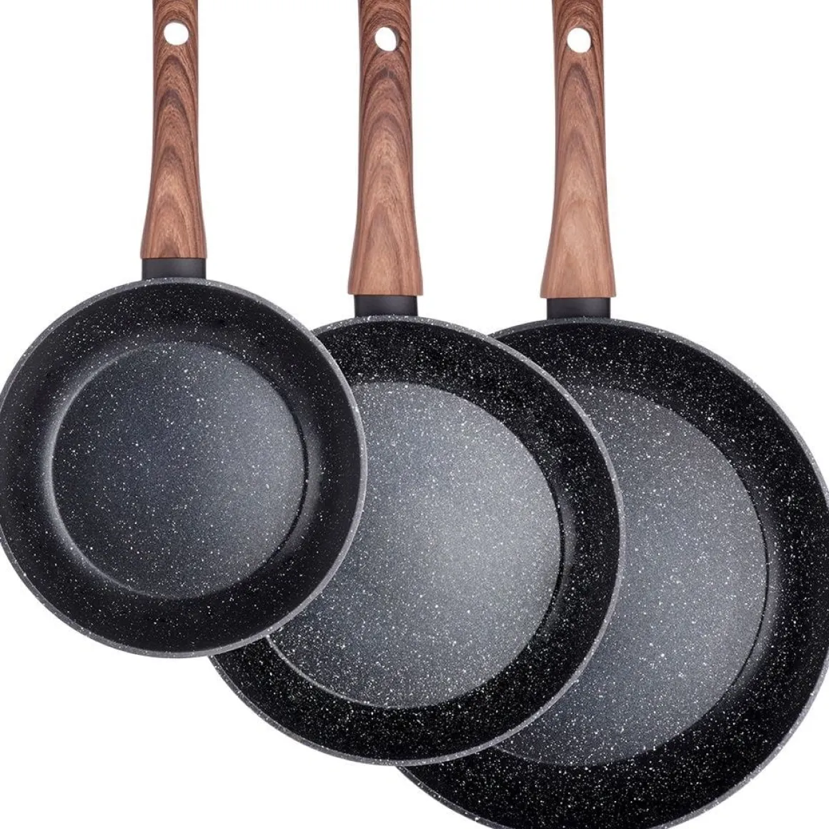 ZESTAW 3 PATELNI GRANITOWYCH BLACK&WOOD 20/24/28 cm 199011