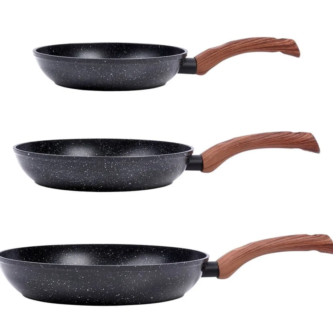 ZESTAW 3 PATELNI GRANITOWYCH BLACK&WOOD 20/24/28 cm 199011