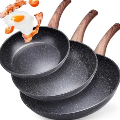 ZESTAW 3 PATELNI GRANITOWYCH BLACK&WOOD 20/24/28 cm 199011