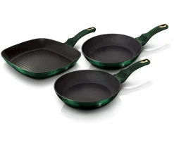 ZESTAW 3 PATELNI GRANITOWYCH BERLINGER HAUS BH-6167 EMERALD