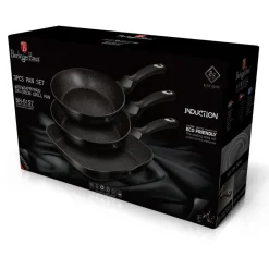 ZESTAW 3 PATELNI GRANITOWYCH BERLINGER HAUS BH-6157 BLACK SILVER