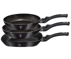 ZESTAW 3 PATELNI GRANITOWYCH BERLINGER HAUS BH-6904 CARBON PRO