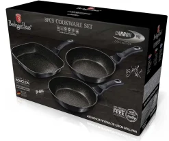 ZESTAW 3 PATELNI GRANITOWYCH BERLINGER HAUS BH-6904 CARBON PRO