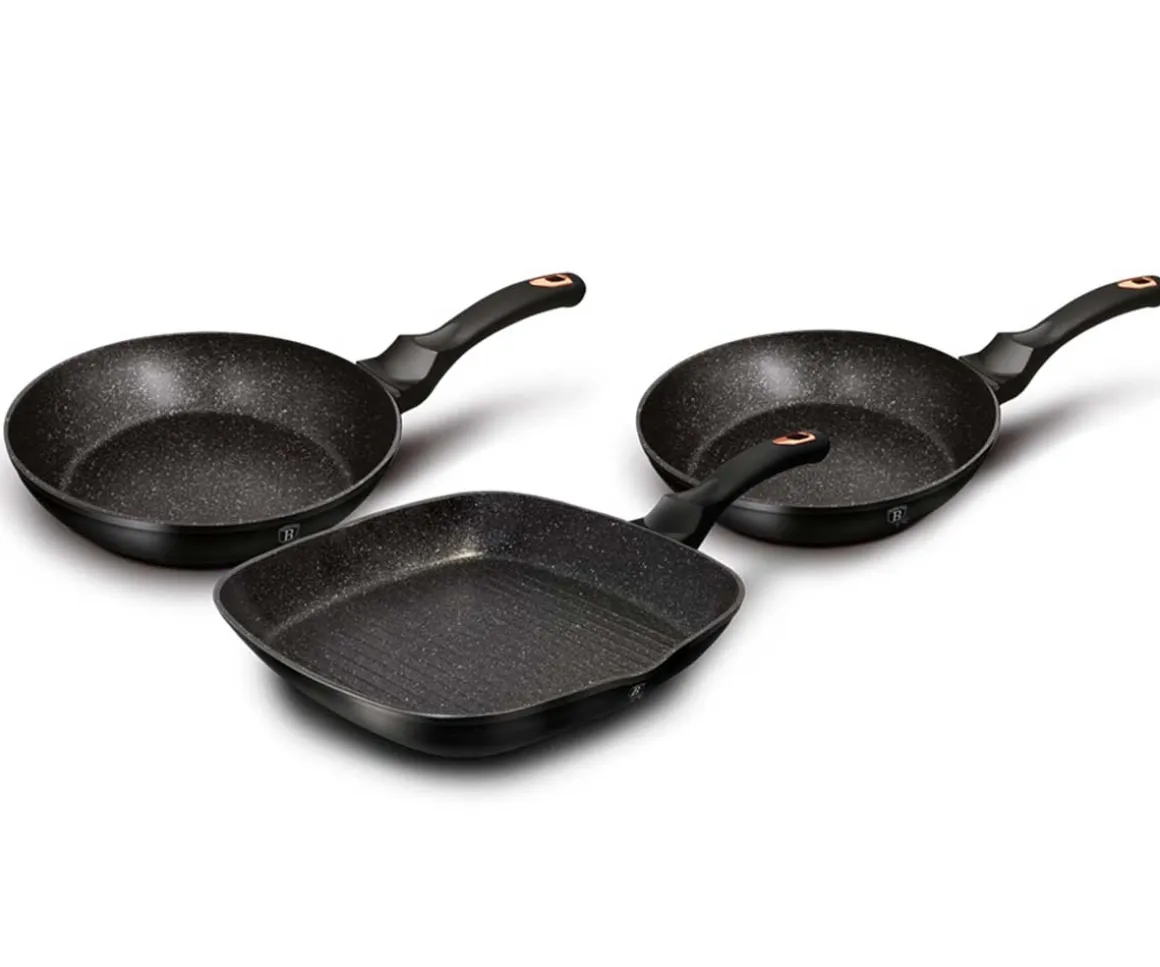 ZESTAW 3 PATELNI GRANITOWYCH BERLINGERHAUS BLACK ROSE BH-6156