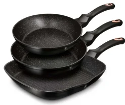 ZESTAW 3 PATELNI GRANITOWYCH BERLINGERHAUS BLACK ROSE BH-6156