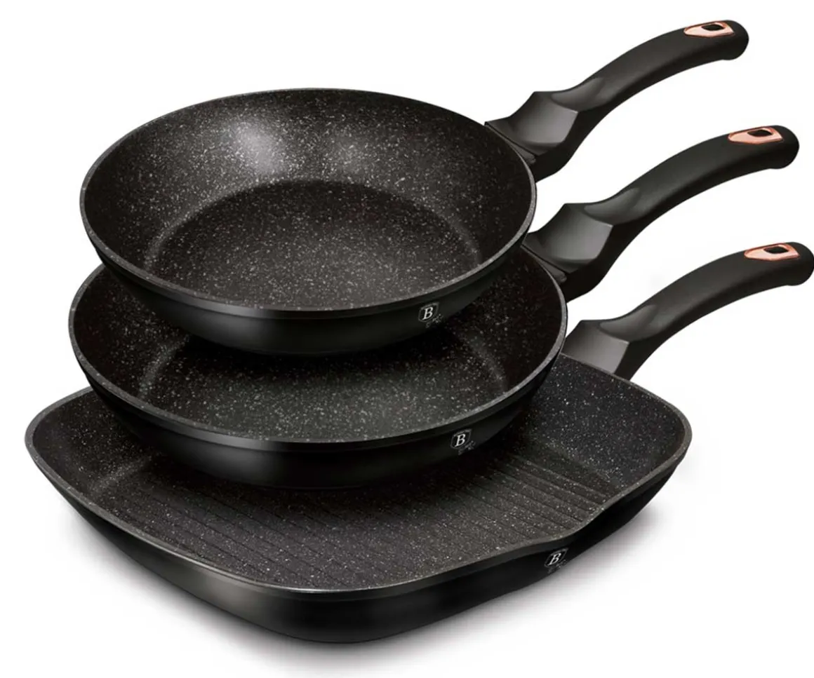 ZESTAW 3 PATELNI GRANITOWYCH BERLINGERHAUS BLACK ROSE BH-6156