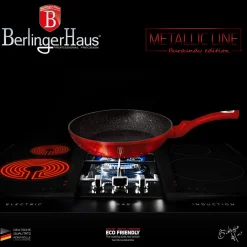 ZESTAW 3 PATELNI GRANITOWYCH BERLINGERHAUS BURGUNDY METALLIC LINE BH-1289