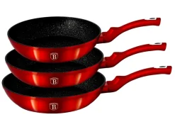 ZESTAW 3 PATELNI GRANITOWYCH BERLINGERHAUS RED METALLIC LINE BH-1288