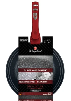 ZESTAW 3 PATELNI GRANITOWYCH BERLINGERHAUS RED METALLIC LINE BH-1288