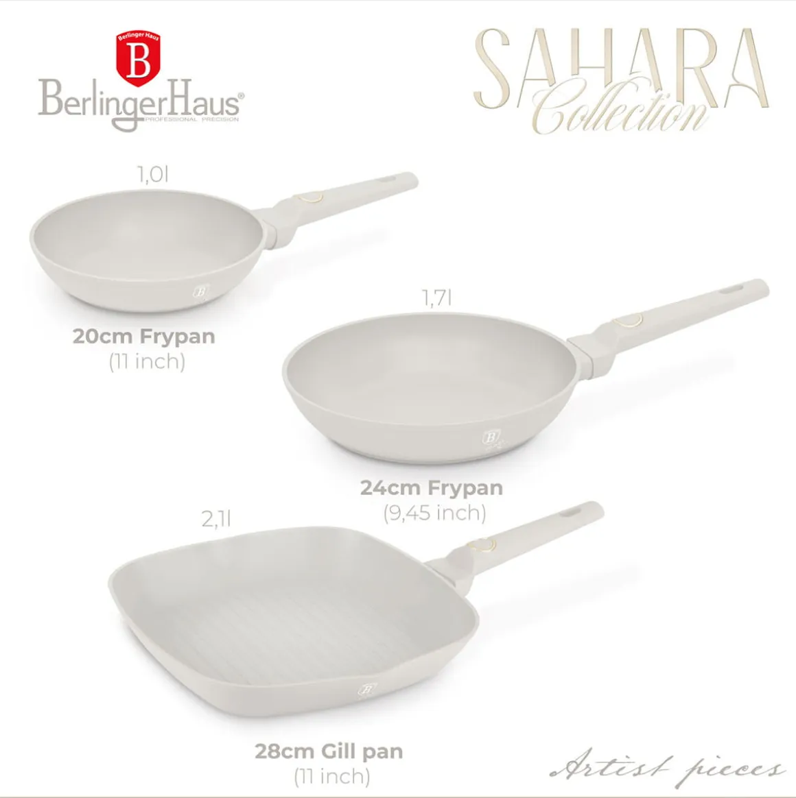 ZESTAW 3 PATELNI TYTANOWYCH BERLINGER HAUS BH-8079 SAHARA