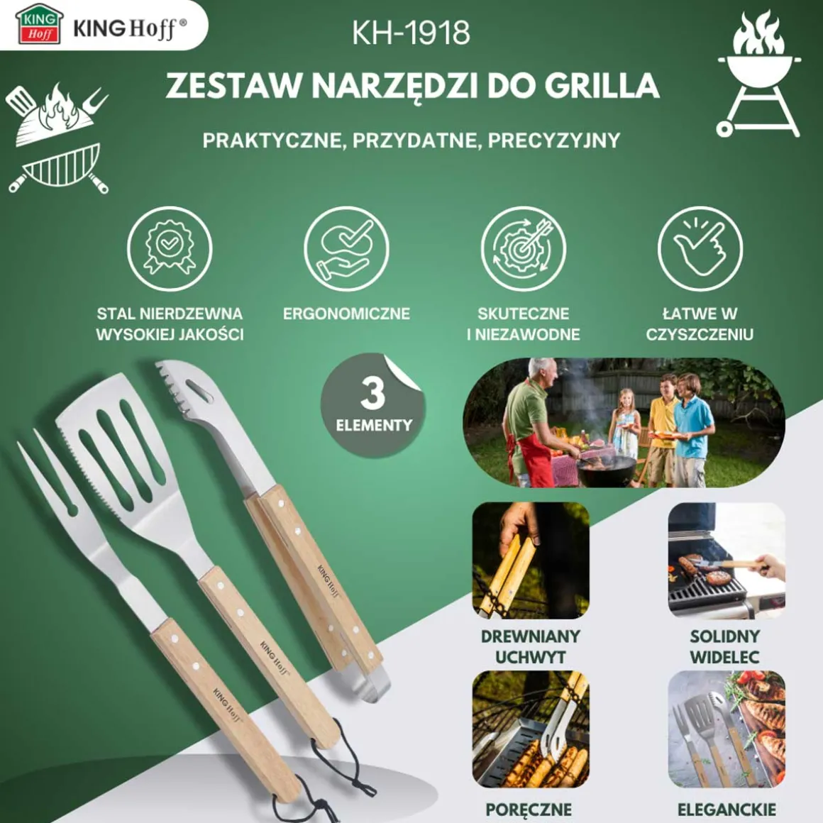 ZESTAW PRZYBORÓW DO GRILLA GRILLOWANIA KINGHOFF KH-1918