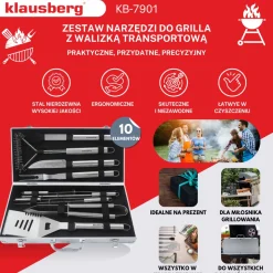 ZESTAW PRZYBORÓW DO GRILLA GRILLOWANIA W WALIZCE KLAUSBERG KB-7901